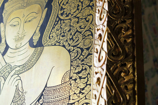 detail of decoration art in Wat Trimit temple, Bangkok, Thailand. Buddhist