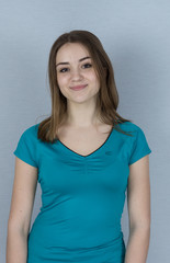 Fototapeta premium beautiful girl on grey background people