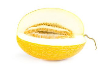 Yellow cantaloupe isolated on a white background cutout