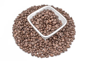 Coffee grains isolated on a white background cutout