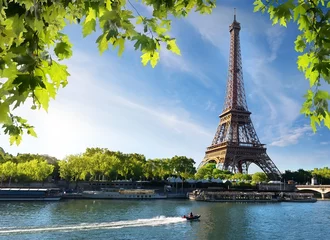 Crédence de cuisine en verre imprimé Tour Eiffel Seine et Tour Eiffel