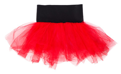 Red children's tulle skirt isolated