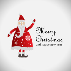 Santa Claus Greeting Card - Isolated On Gray Background, Vector Illustration, Graphic Design. For Web, Websites and Print Material. Template For Social Media Network, Newsletter And Ads