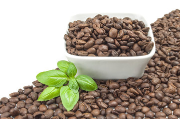 Roast coffee on a white background. Clipping path