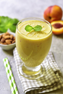 Peach and banana smoothie with almond.