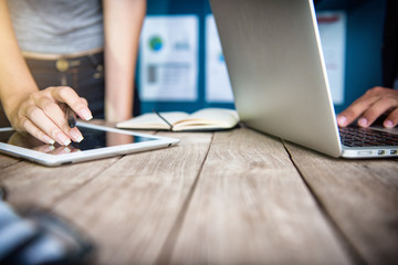 Businessman making presentation with his colleagues and business