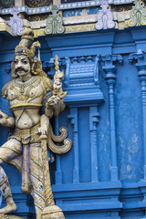 Obraz premium Closeup details on the tower of a Hindu Temple dedicated to Lord