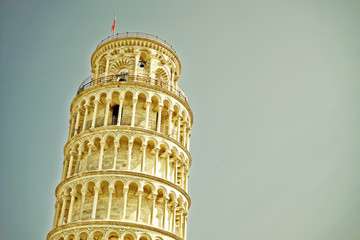 View of the Leaning Tower in a sunny day in Pisa, Italy.