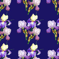 Seamless pattern with colored irises