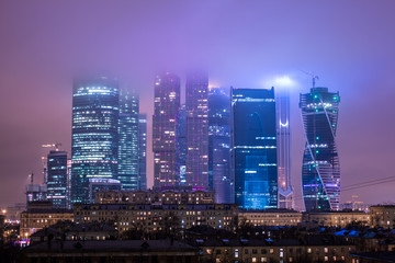 Naklejka premium Moscow City at Night