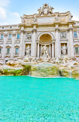 Fototapeta na wymiar View of the Trevi Fountain in Rome, Italy. 