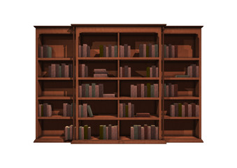 3D Rendering Bokshelf on White