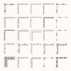 Vector Black Decorative Hand Drawn Outlined Corners