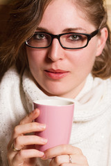 young woman drinking tea