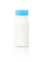blank packaging beverage plastic bottle with blue cap isolated o