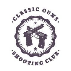 Classic Guns, vintage print, two crossed pistols on white