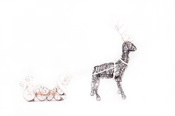 Christmas deer and sleigh. Handmade Christmas decorations