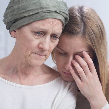 Sad woman during chemotherapy