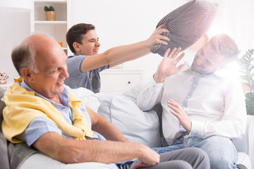 Fototapeta premium Son playing with father