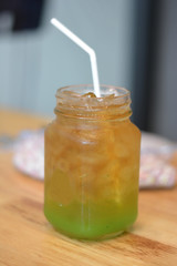 sweet green soda in glass