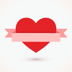 Red heart with ribbon icon isolated on white background vector