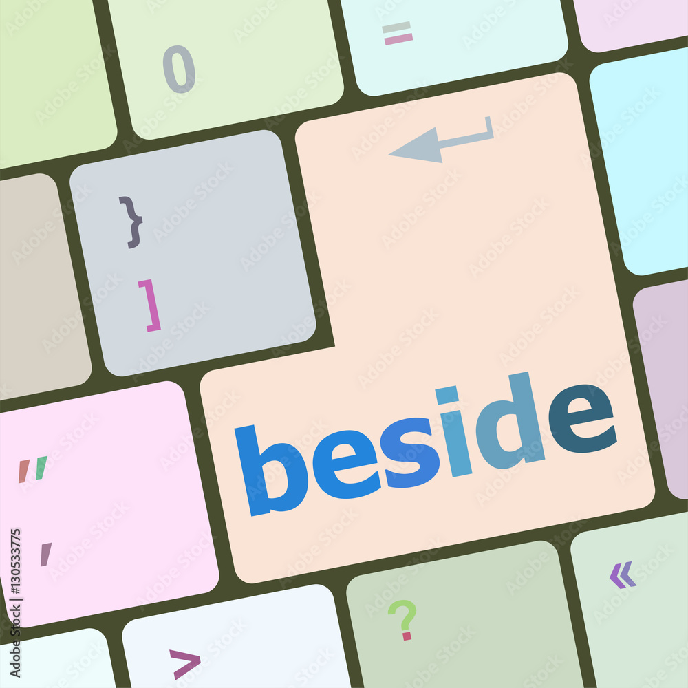 Poster beside word on keyboard key, notebook computer button