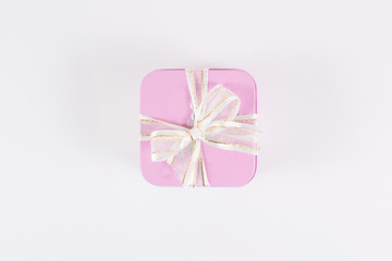 The gift box tired with ribbon, clipping path