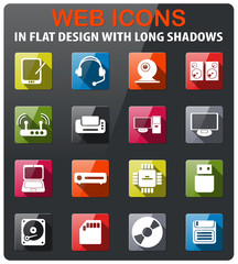 Computer equipment simple vector icons