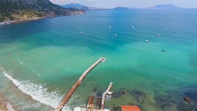 Moored boat on the island