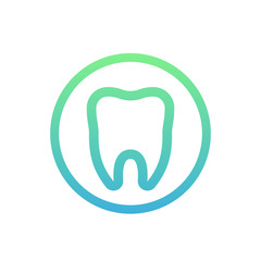 Stomatology icon, dental clinic logo element, tooth linear sign over white, vector illustration