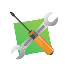 Wrench and screwdriver icon isolated on white background.