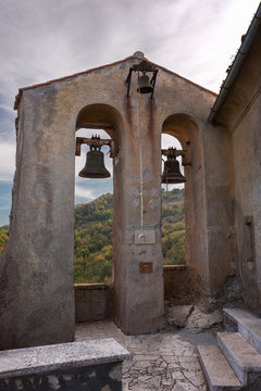 Belfry in the Sanctuary Mentorella, Lazio, Italy