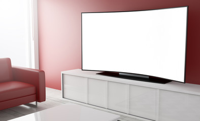 curved television white screen