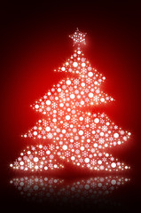 Sparkling Christmas tree with white snowflakes