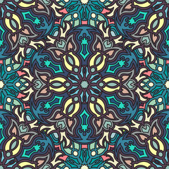 Ornate floral seamless texture, endless pattern with vintage mandala elements.