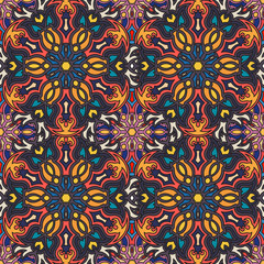 Ornate floral seamless texture, endless pattern with vintage mandala elements.