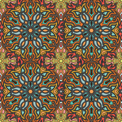 Ornate floral seamless texture, endless pattern with vintage mandala elements.