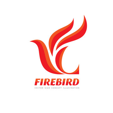 Fire Bird - vector logo template concept illustration. Abstract flame creative sign. Phoenix mytphology symbol. Design element.