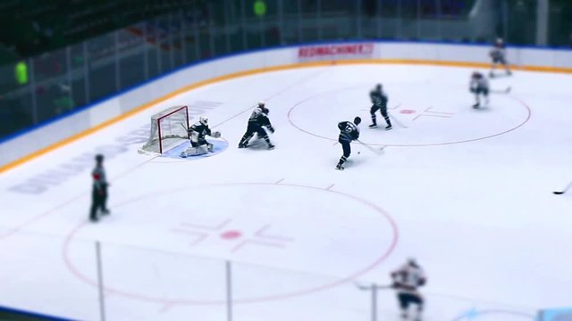 Ice hockey time lapse tilt shift