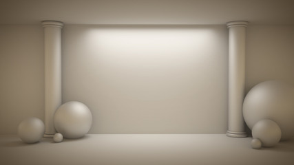 Fototapeta na wymiar Interior with columns and balls