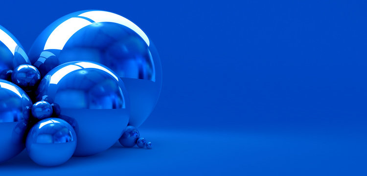 Blue Background With Metal Balls