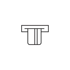 credit card in atm outline icon illustration