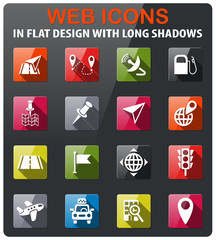 navigation ransport map icon set