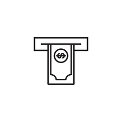 money in atm outline icon illustration
