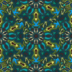 Ornate floral seamless texture, endless pattern with vintage mandala elements.