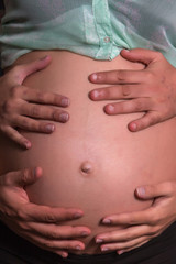 pregnant girl belly closeup