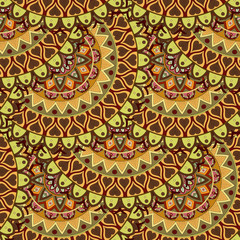 Ornate floral seamless texture, endless pattern with vintage mandala elements.