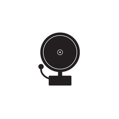 Ringing alarm bell. Single silhouette fire equipment icon. Vector illustration. Flat style.