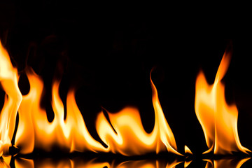 Blazing Fire flame on black background