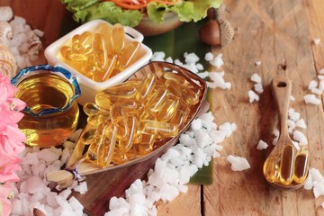 Fish oil capsule for good health care.